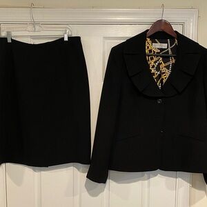 Tahari Elegant Black Skirt Set with Gold Details